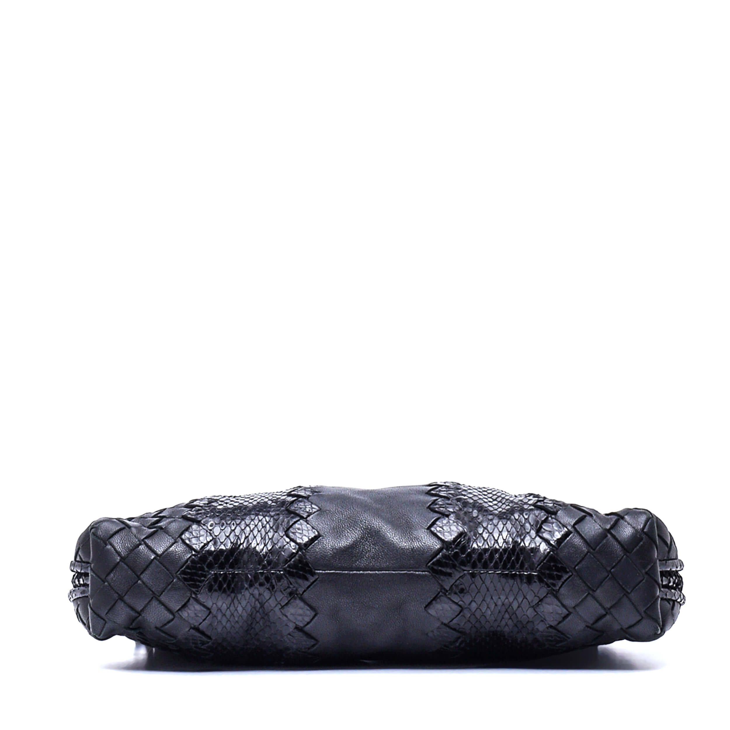 Bottega Veneta - Black Intrecciato Nodini Snakeskin Woven Leather Bag